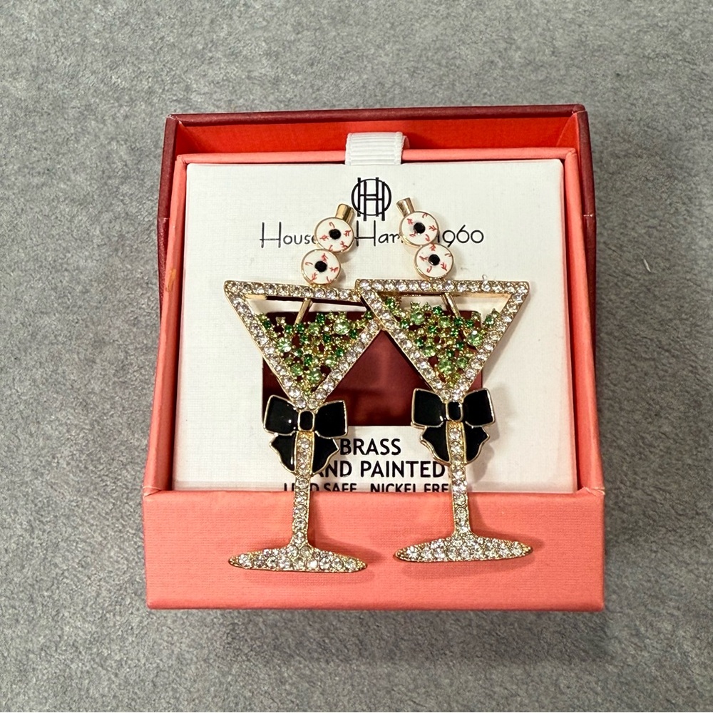 House of Harlow 1960 Crystal Martini Earrings NWT